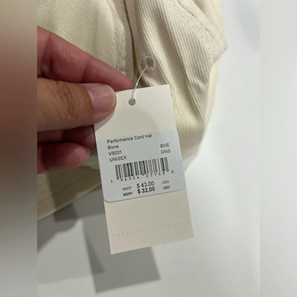 Vuori Performance Cord Hat Bone Cream Off-White NWT Flat Bill Performance Cotton